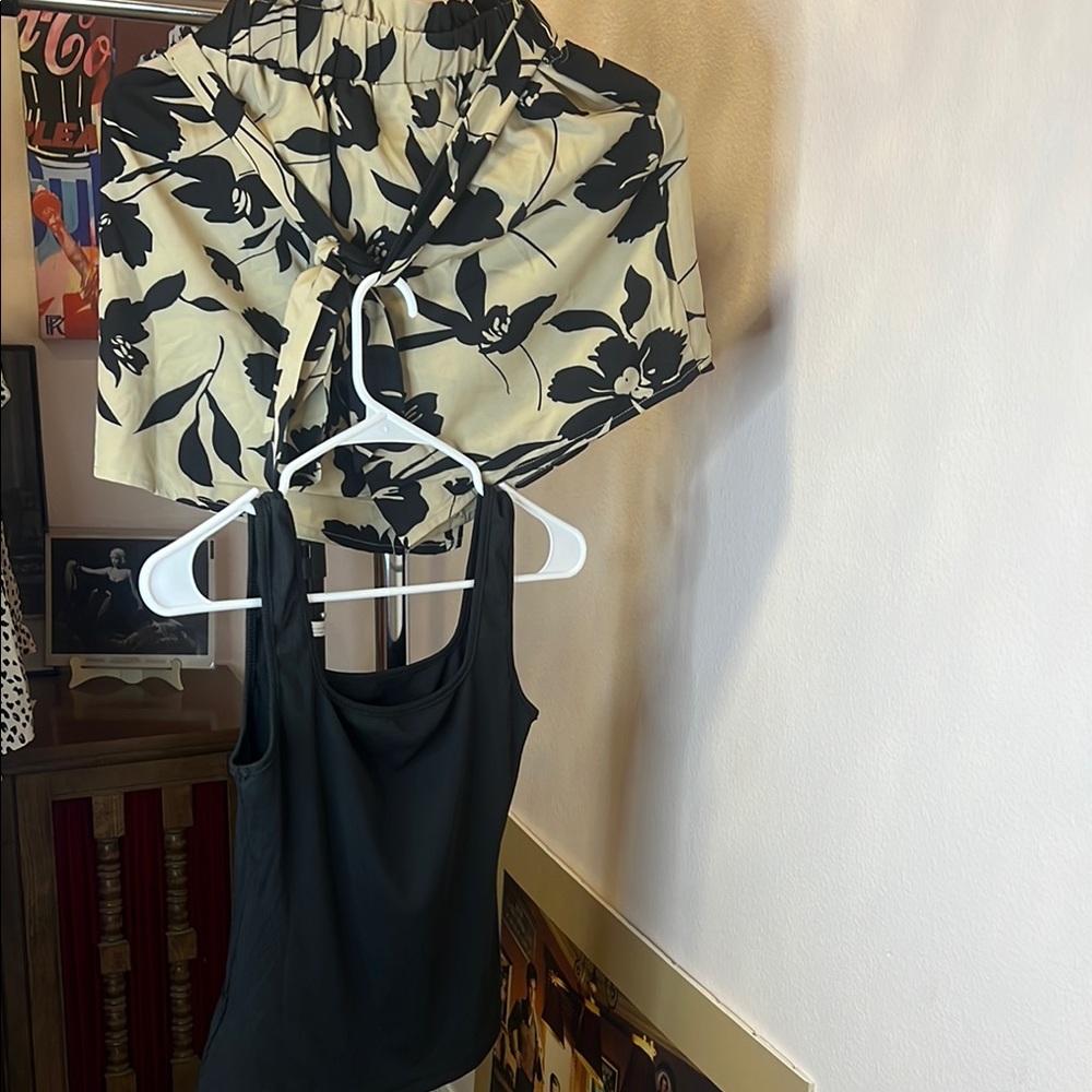 Black Tank Top and Floral Skirt Set